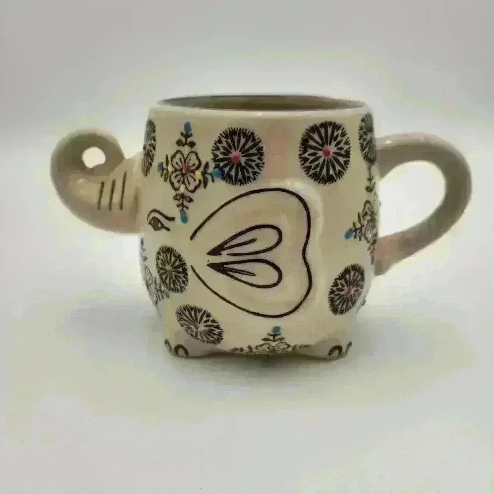 Lucky 3-D Hand Painted Trunk Up Elephant Mug By Royal Dishwasher/Microwave Safe